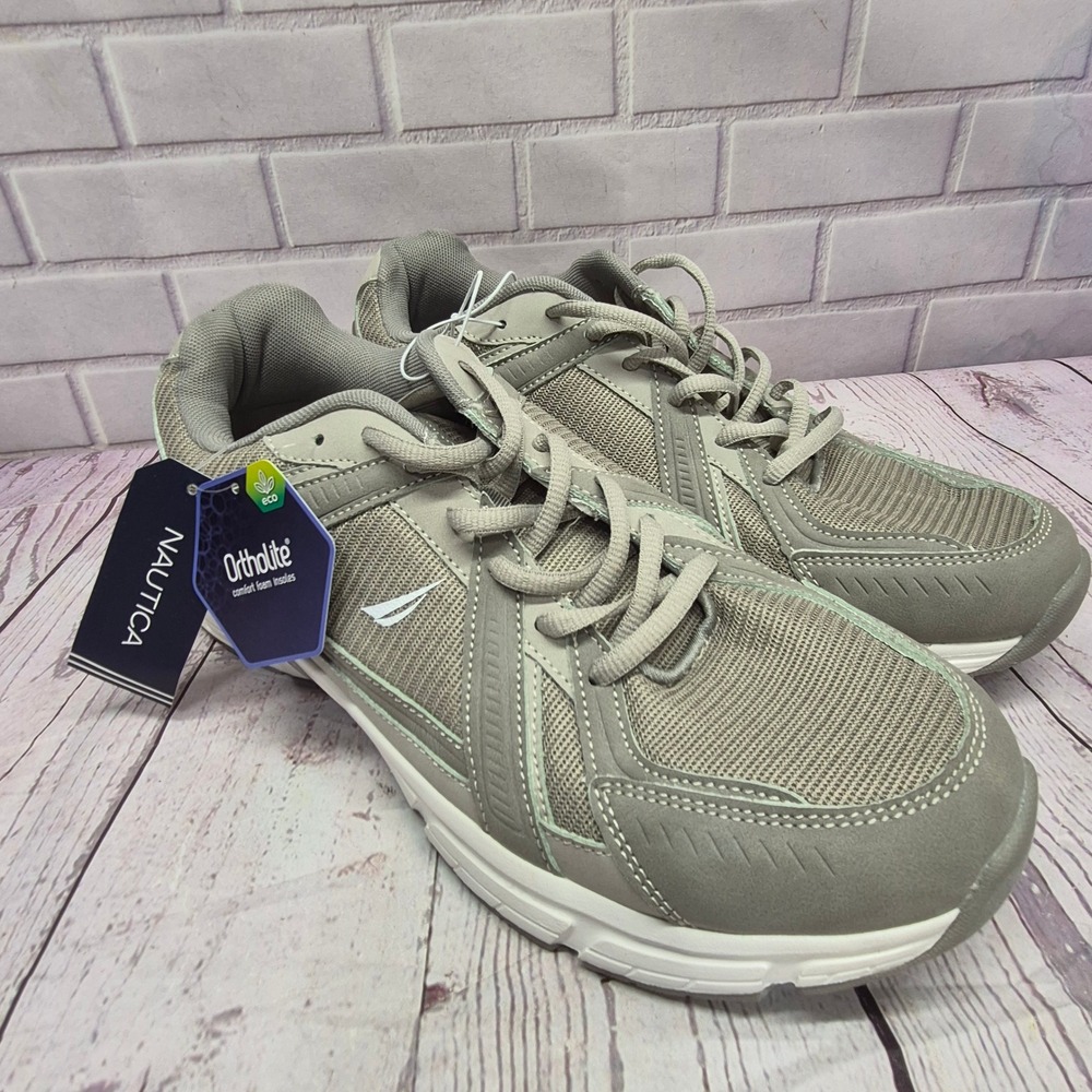 Nautica Decatur Grey Mesh Lace Up Athletic Walking Sneakers Mens 10.5 NEW
